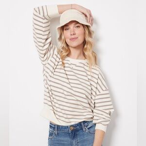 SPANX Air Essentials Crew Sweatshirt in Fawn Stripe
